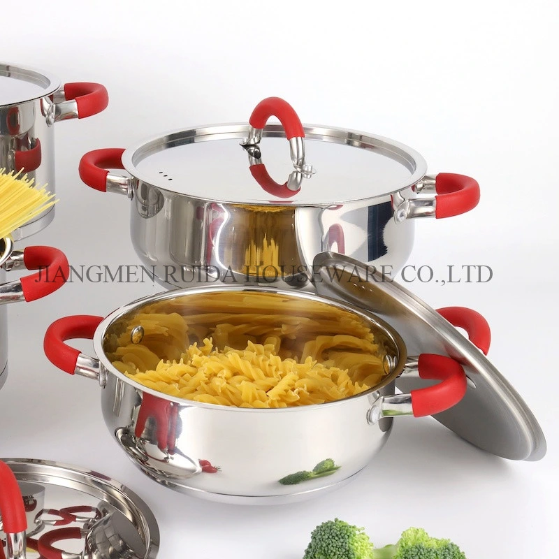 Silicon Cookware Set, 12PCS Stainless Steel Cookware Kitchenware with Induction Base