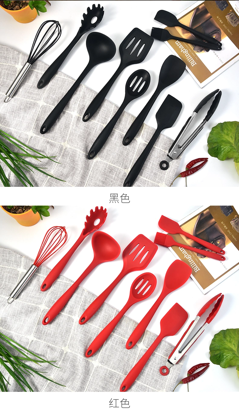 Food Grade Heat Resistant 12 Piece Kitchenware Cooking Tool Whisk Tongs Non-Stick Cooking Spatula Kitchen Silicone Utensil Set